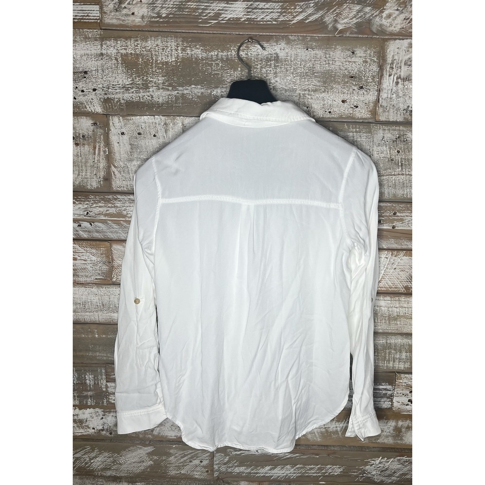 Francesca's‎ womens white long sleeved button up collared blouse S - Picture 2 of 5